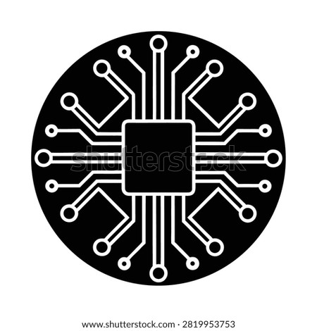 Circuit Board silhouette vector art illustration and minimal black and white design
