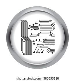 Circuit board simple icon  on round background