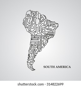 Circuit board South America eps 10, vector elegant illustration