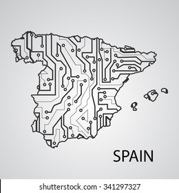 Circuit board Spain eps 10, vector elegant illustration