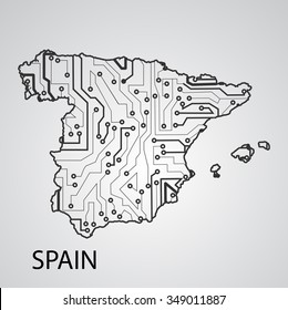 Circuit board Spain eps 10, vector elegant illustration