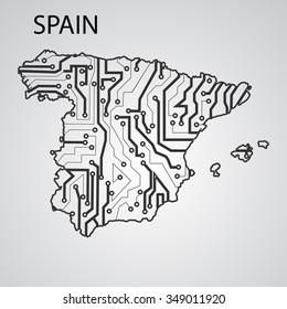 Circuit board Spain eps 10, vector elegant illustration
