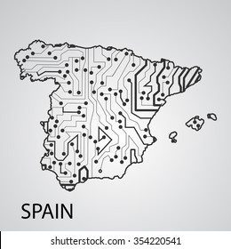 Circuit board Spain eps 10, vector elegant illustration