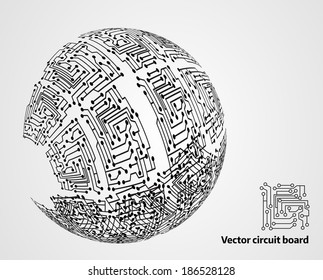 Circuit board sphere - abstract modern background