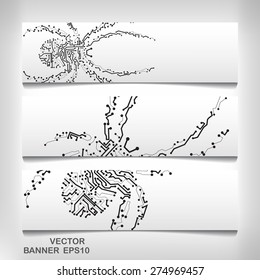 Circuit board spider, vector banner elegant illustration