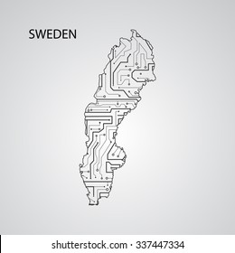 Circuit board  Sweden eps 10, vector elegant illustration