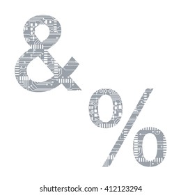 Circuit board symbol ampersand percent Vector Illustration
