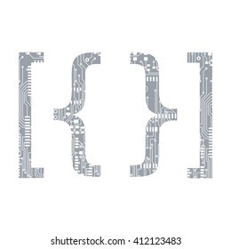 Circuit board symbol curly brace square bracket Vector Illustration