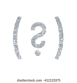 Circuit board symbol open close parenthesis question mark Vector Illustration