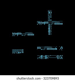 Circuit board symbol underscore dash plus equals Vector Illustration 