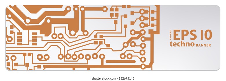 circuit board techno banner. eps10 vector illustration