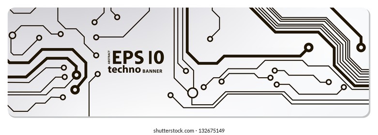 circuit board techno banner. eps10 vector illustration