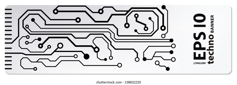 circuit board techno banner. eps10 vector illustration