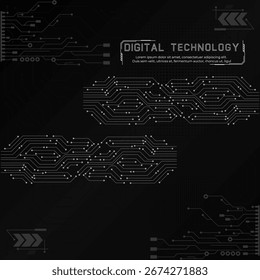 Circuit board technology abstract concept. Abstract Digital Technology Background Modern Gray and Black Design.