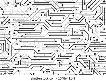 Circuit board, technology background. Black and white vector background illustration for web, decor, graphic design