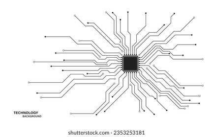 Tarjeta de circuitos. Antecedentes tecnológicos. Concepto de CPU de procesadores de computadora centrales. Chip digital de motherboard.