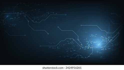 Leiterplattentechnologie Hintergrund.Vektor abstrakte Technologie Illustration Schaltplatine auf dunkelblauem Hintergrund.High-Tech-Schaltplatinen-Verbindungssystem Konzept.	