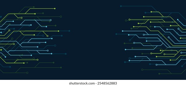 Circuit board technology banner. Circuit board background. Futuristic circuit board banner. Vector illustration