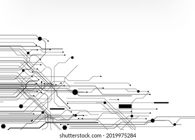 Circuit Board Technology Blank Copy Copy Space Infographic Work. Grayscale Color Abstract PCB Trace Data Infographic Design Illustration.