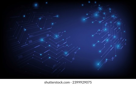 Circuit board technology, blue circuit board background vector Modern technology circuit board texture background design. Flowing waves.
