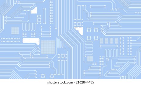 Circuit board technology. Blue electronics background. Vector circuit board illustration.