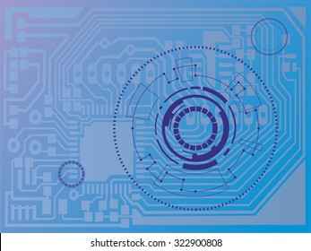 circuit board and technology circles , blue background