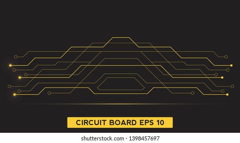 circuit board technology design with gold concept. media electronics background concept. illustration element vector