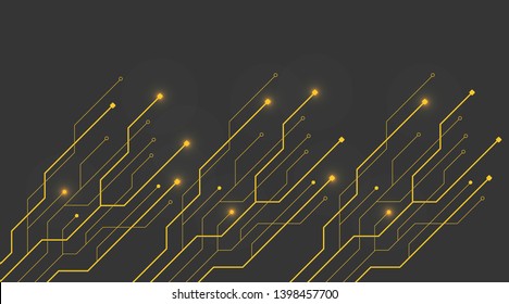 circuit board technology design with gold concept. media electronics background concept. illustration element vector