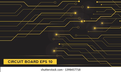 circuit board technology design with gold concept. media electronics background concept. illustration element vector