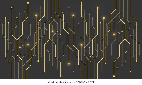 circuit board technology design with gold concept. media electronics background concept. illustration element vector