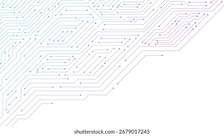 Leiterplattentechnik digitales Verbindungsnetzwerk künstliche Intelligenz. Elektronische Hauptplatine, Chip, Prozessor, Halbleiter und CPU-Element