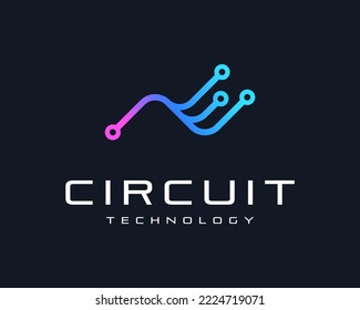 Diseño de logotipos de vectores modernos para la ciencia de la innovación electrónica digital de la tecnología de la tarjeta de circuitos
