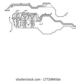 Circuit Board Technology Grayscale Color Infographic Vector Background. Abstract Modern PCB Trace Data Transfer Design Illustration. eps10