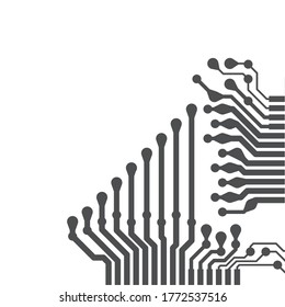 Circuit Board Technology Grayscale Color Infographic Vector Background. Abstract Modern PCB Trace Data Transfer Design Illustration. eps10