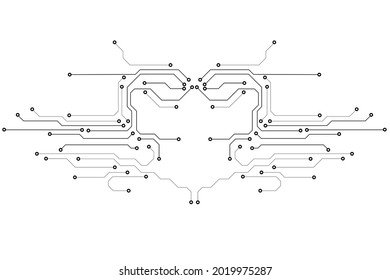Circuit Board Technology Grayscale Color Infographic Vector Background. Abstract Modern PCB Trace Futuristic Design Illustration.