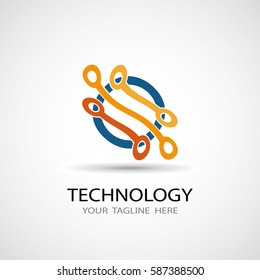 Circuit board, technology icon, abstract vector illustration