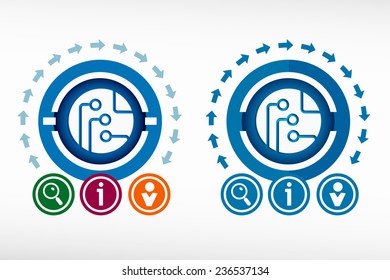 Circuit board, technology icon and creative design elements. Flat design concept