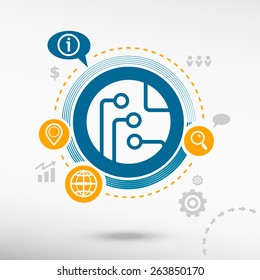 Circuit board, technology icon. Creative design elements. Flat design concept
