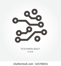 Circuit board, technology icon illustration isolated sign symbol thin line for modern minimalistic flat design vector on white background