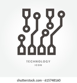 Circuit board, technology icon illustration isolated sign symbol thin line for modern minimalistic flat design vector on white background