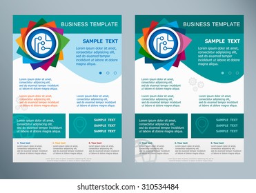 Circuit board, technology icon on abstract vector flyer. Brochure design template. 