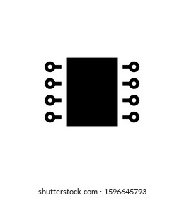 Circuit board technology icon tin black flat design on white background, Circuit board symbol vector sign isolated on white background illustration for graphic and web design.