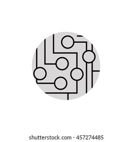 Circuit board as a technology icon,  trendy flat style isolated on white