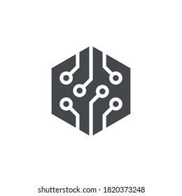 Circuit board technology icon, vector illustration. Technology - vector logo template for corporate identity. Abstract chip sign. 