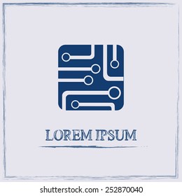 Circuit board, technology icon, vector illustration.