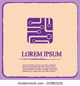Circuit board, technology icon, vector illustration.