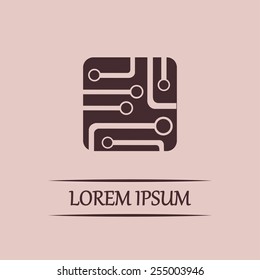 Circuit board, technology icon, vector illustration.