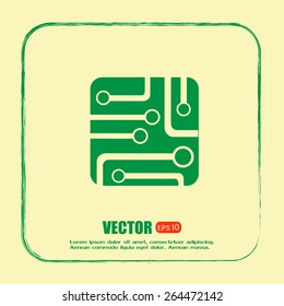 Circuit board, technology icon, vector illustration.
