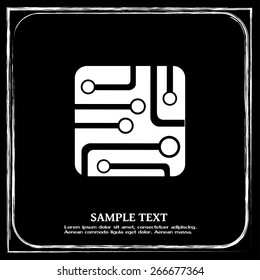 Circuit board, technology icon, vector illustration.