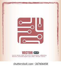 Circuit board, technology icon, vector illustration.